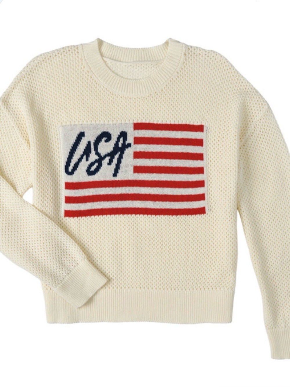 Americana Pullover Knit Sweater Lucky Brand American Flag Cotton  4th Of July Lg